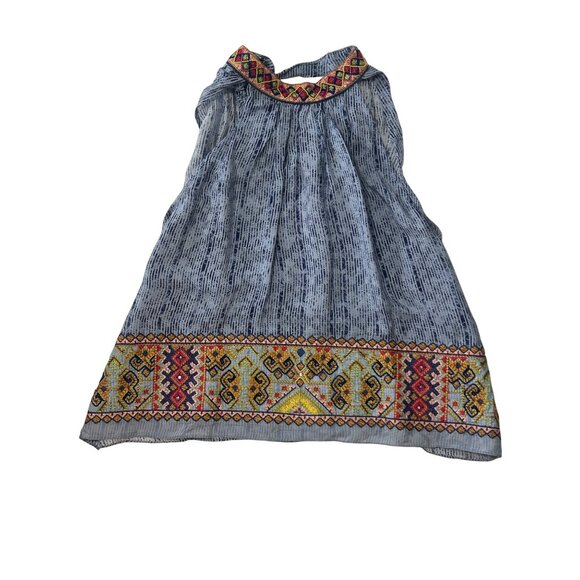 Bhanuni By Jyoti Sleeveless Blue Patterned Top Colorful Embroidery SP 1736 - Picture 2 of 6